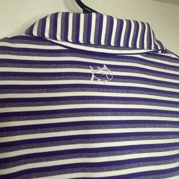 ACU Southern Tide Purple and White Striped Polo Shirt Size M - Picture 8 of 9